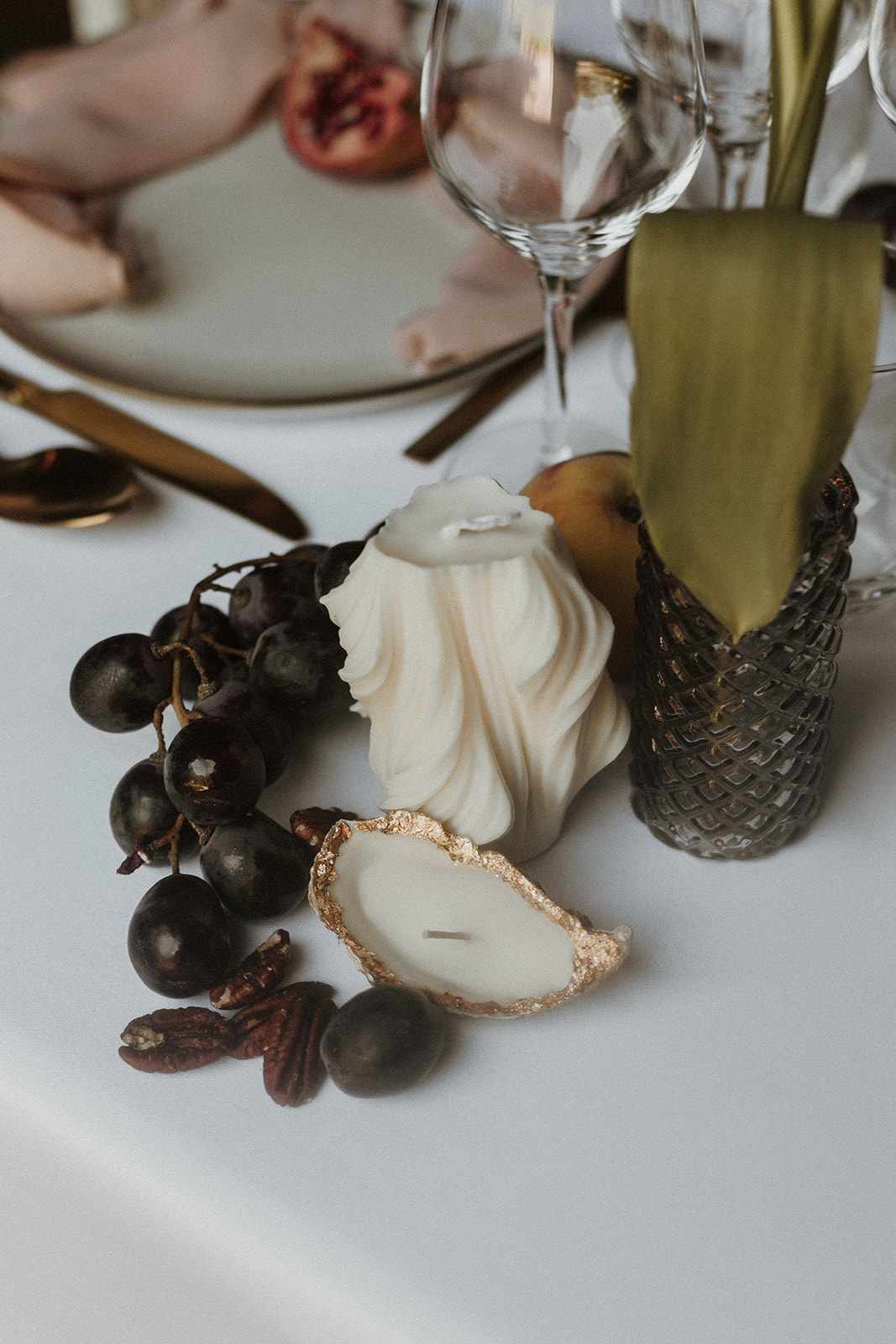 Bougie Huître Dorée — Lot de 3